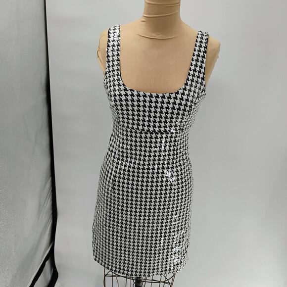Bailey Embellished Houndstooth Knit Mini Dress sequin texture checkered mini - Picture 7 of 16